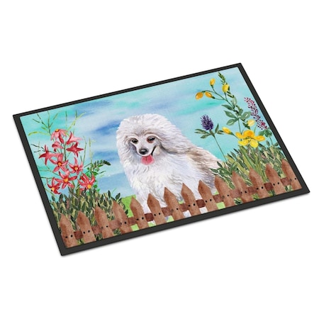 Carolines Treasures Medium White Poodle Spring Indoor or Outdoor Mat - 24 x 36 in. CK1245JMAT